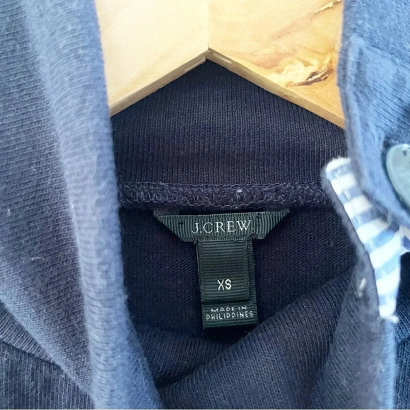 J. Crew Mock Neck Nautical Sweater Navy Blue & Pink Striped Sweater XS Preppy - Picture 5 of 7